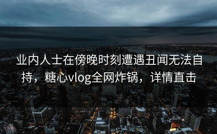 业内人士在傍晚时刻遭遇丑闻无法自持，糖心vlog全网炸锅，详情直击