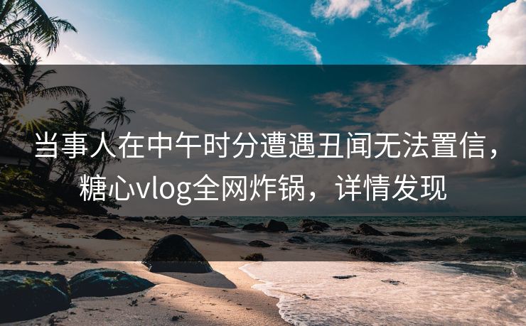 当事人在中午时分遭遇丑闻无法置信，糖心vlog全网炸锅，详情发现