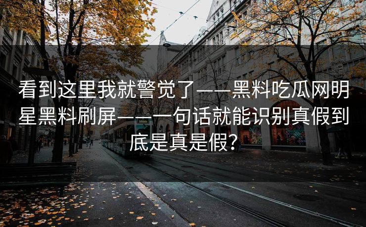看到这里我就警觉了——黑料吃瓜网明星黑料刷屏——一句话就能识别真假到底是真是假？